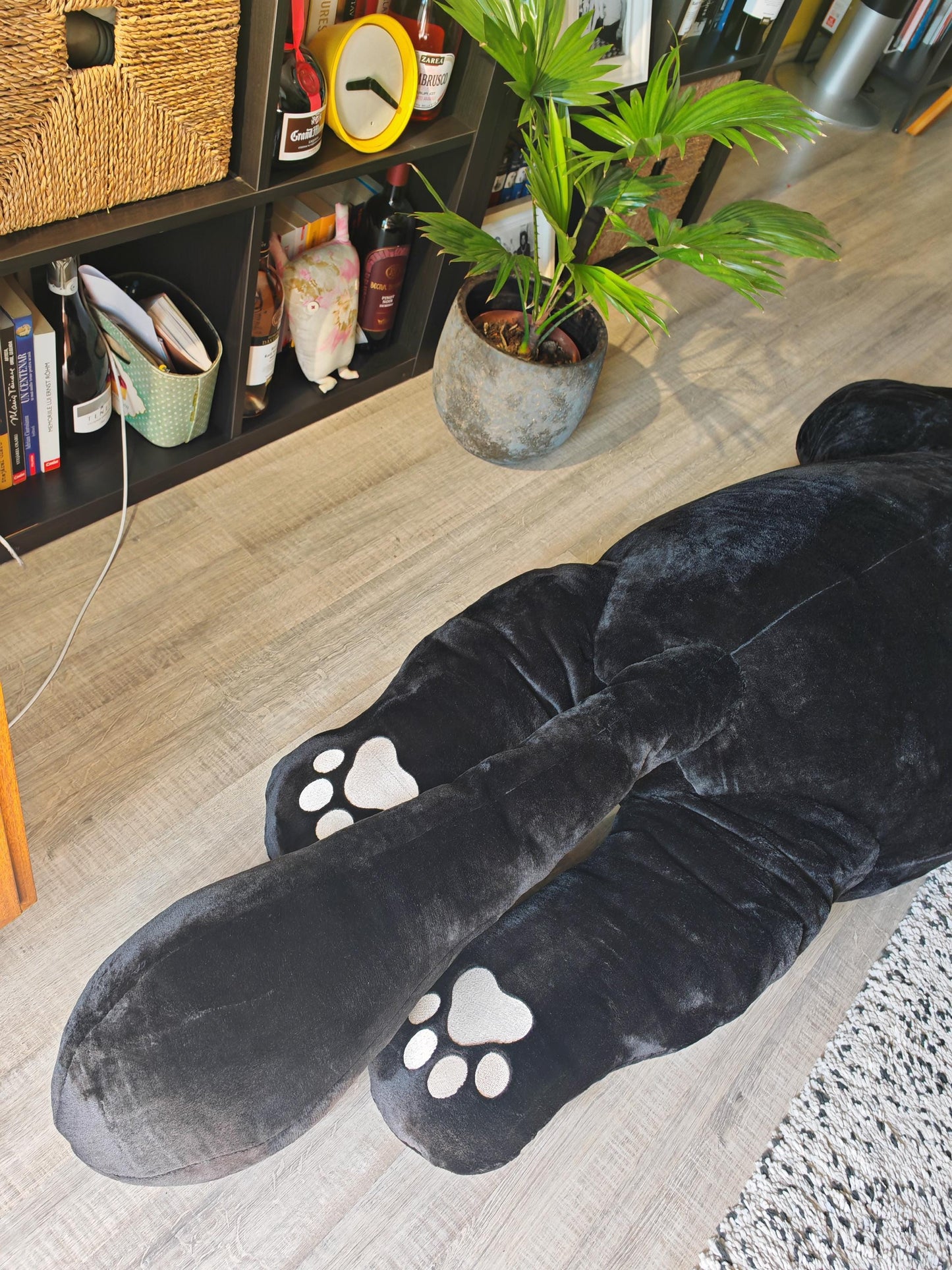 Giant black cat plush 183 cm, replica plush cat Komi Can't Communicate (Manga series) as a human size plush