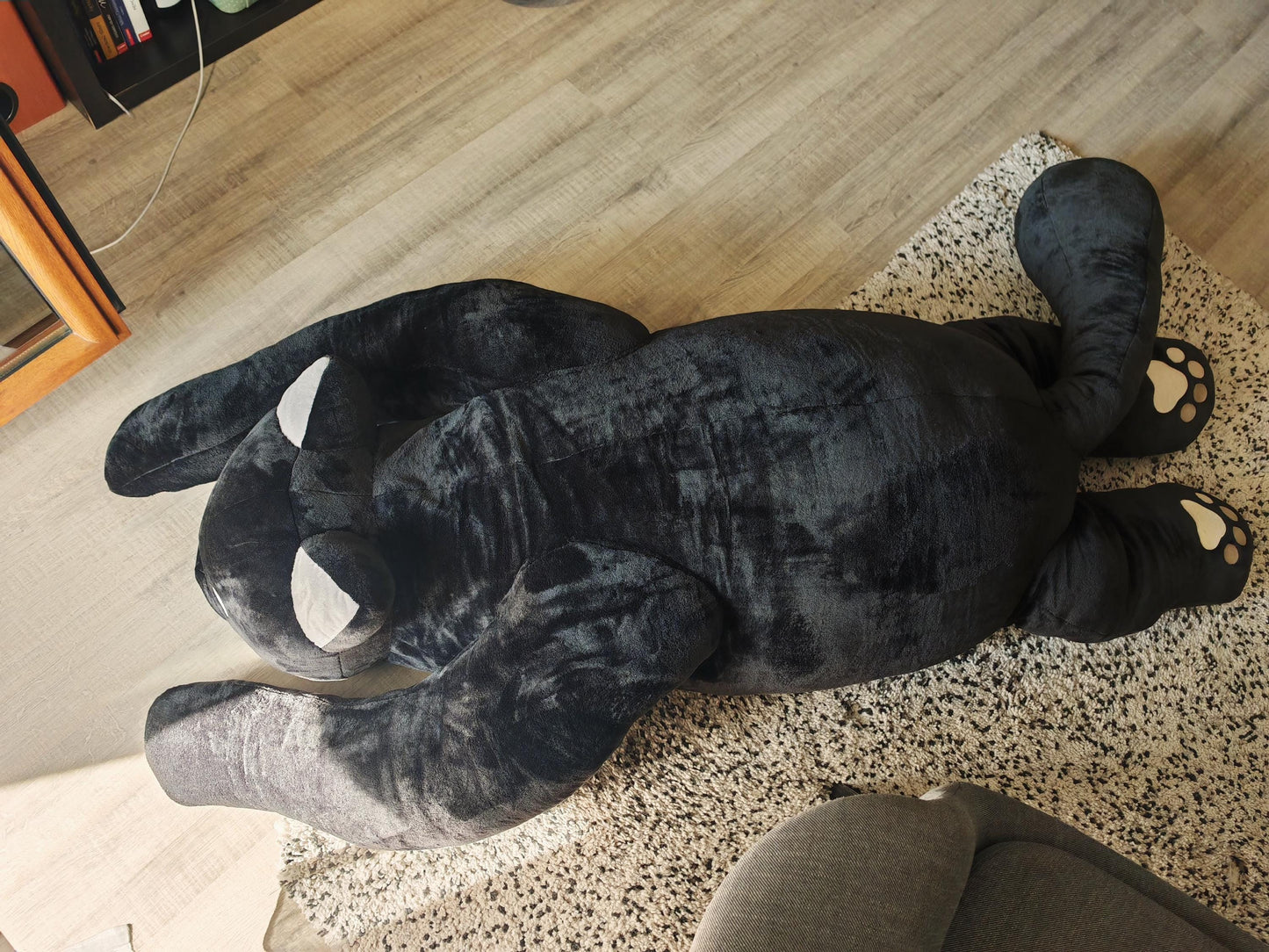 Giant black cat plush 183 cm, replica plush cat Komi Can't Communicate (Manga series) as a human size plush