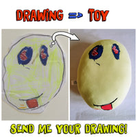 Custom Smiley Embroidery Plush based on child's drawing, Doll from Drawing