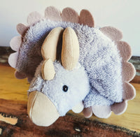 Replica dinosaur based on old toy, recreating your childhood toy, triceratops plush, new toy from old toy, plush photo clone replica of old toy