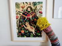 Giant worm with scrap yarn knitted turtleneck, faux fur plush, hairy giant worm, adorable worm, fantasy creature, funny odd gift, 150 cm
