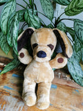 New plush puppy inspired by old plush photos, old childhood toy remake, replica of vintage plush dog, plush dog replacement