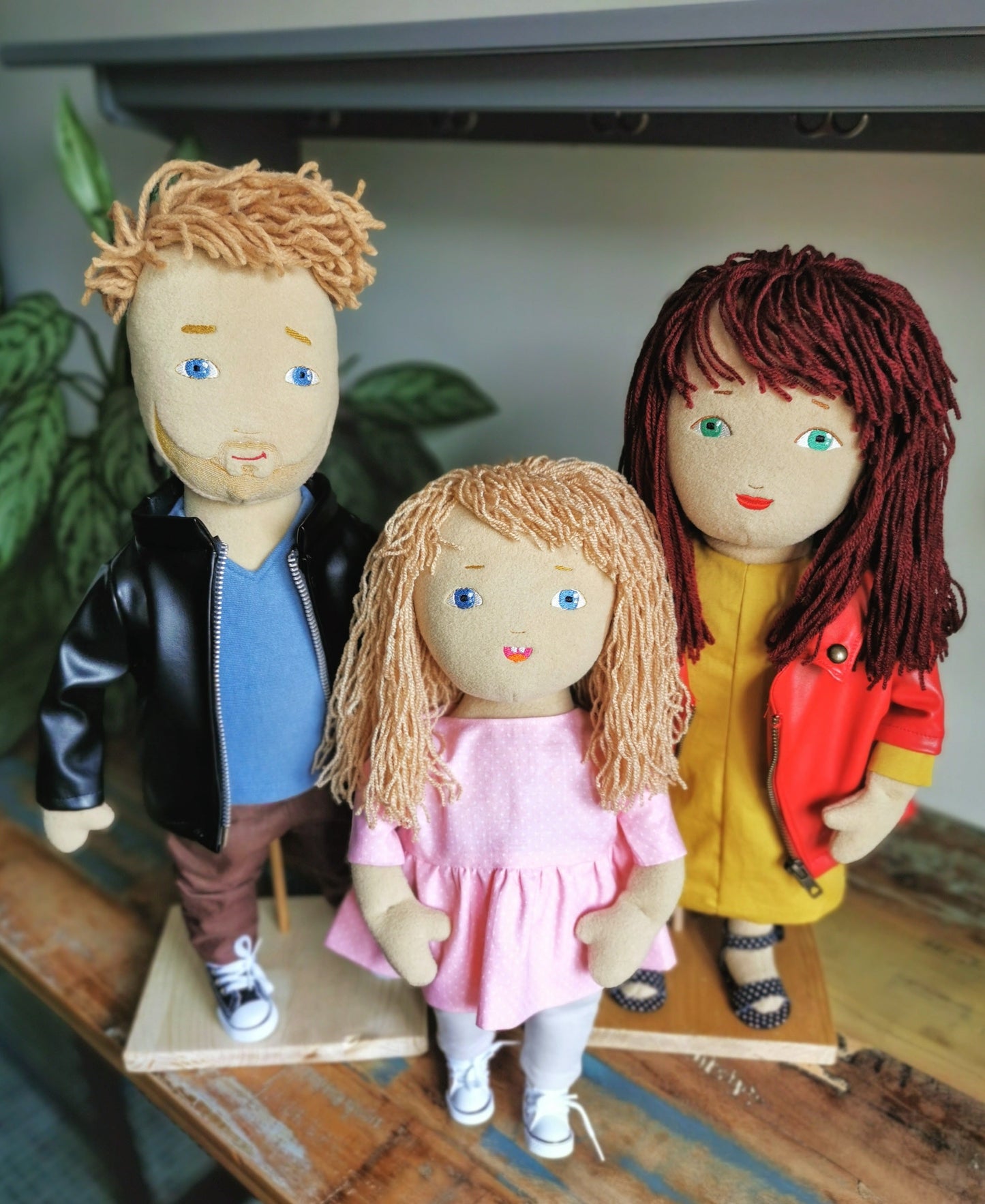 Personalized family fabric dolls, custom family portrait cloth dolls, art dolls, unique son daughter parents anniversary birthday gift 50 cm