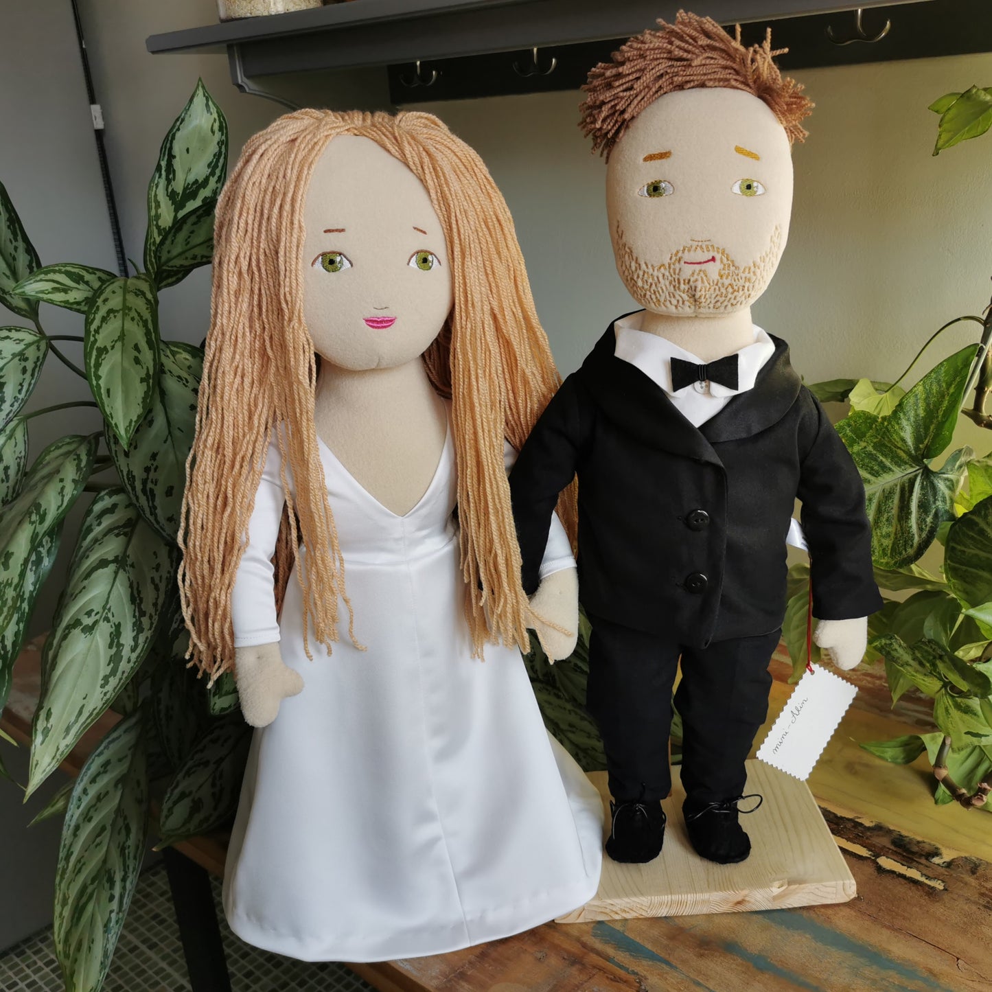 Custom Dolls from Wedding to Plush, 2 dolls of Bride and Groom, replica of wedding day couple photos