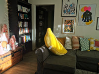 Giant Plush Banana, funny fantasy plushie, odd art toy, fun yellow home decor, Giant Ripe Banana 100 cm