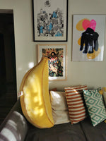 Giant Plush Banana, funny fantasy plushie, odd art toy, fun yellow home decor, Giant Ripe Banana 100 cm