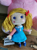 Custom Blonde Janie Doll plush based on Toy Story, Toy Story 2 replica of Janie Doll, Sid's room doll,  23 cm