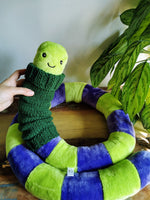 Giant EarthWorm Plush auditioning for Toy Story 5, funny fantasy odd critter in Toy Story colors, fun home Toy Story Decor 200cm
