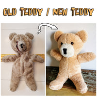 New plush puppy inspired by old plush photos, old childhood toy remake, replica of vintage plush dog, plush dog replacement