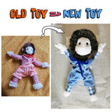 Replica plush based on old toy, childhood toy remake, new toy based old toy pictures, plush photo clone replica of lost toy