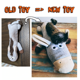 Childhood toy remake, new plush based on old photos, plush clone replica of vintage toy, toy replacement