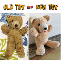 Replica plush based on old plush pictures, recreating your childhood toy, Plush photo clone replica of teddy, Plushie replacement