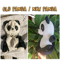 New plush puppy inspired by old plush photos, old childhood toy remake, replica of vintage plush dog, plush dog replacement