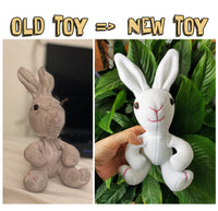 Replica iepuraș de pluș bazat pe imagini vechi cu iepurași, jucărie de recreere a copilăriei, pluș de iepure de iepuraș cu design vintage, replică de clonă foto de pluș, animal de pluș personalizat