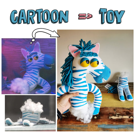 Doug, zebra pe jumătate ruptă bazată pe Toy Story 4, pluș replică Toy Story 4, replică Doug Zebra, 64 cm