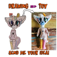 Custom Cat Embroidery Plush based on child's drawing, Doll from Drawing, OOAK