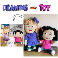 Păpuși personalizate bazate pe desene, jucărie lucrată pe baza unui desen