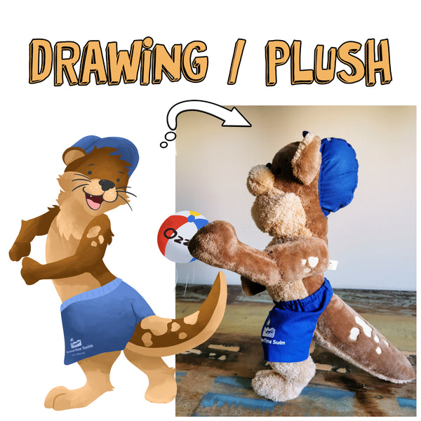 Otter plush based on drawing, stuffed plush Swim Instructor Otter, Look Alike Plush, custom plush from photo, drawing to plush