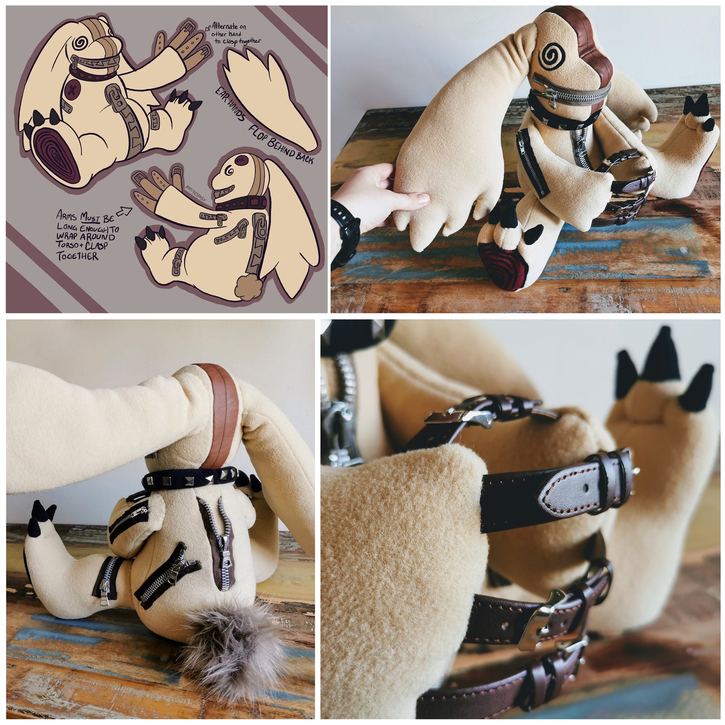 Zipper bunny plush based on drawing, stuffed plush rabbit based on dra –  EyecandyMonsters